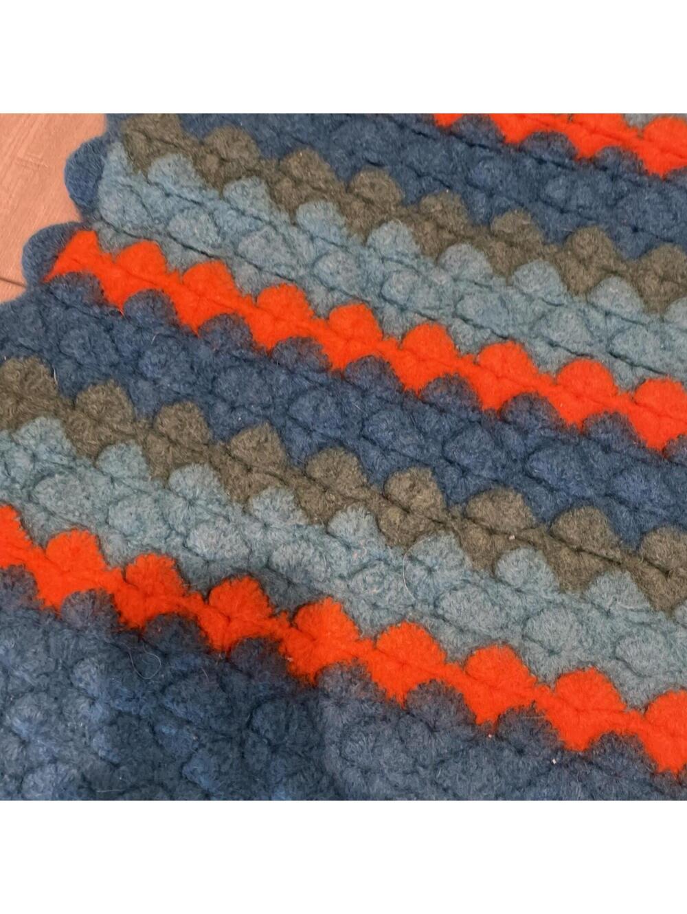 Retro Handmade Crochet Afghan Bright Boho Throw or Rug 46 X 35 LOOK